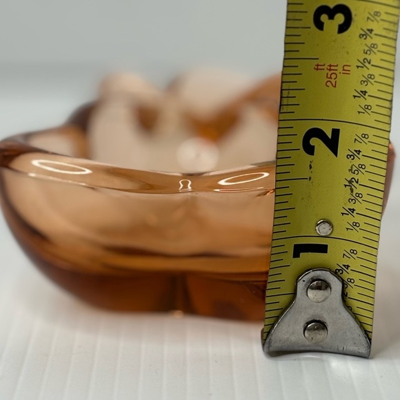 Art Vannes France Crystal Peach Glass Pear Shaped Bowl, Trinket Dish, Ashtray - Picture 9 of 9